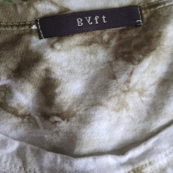 Vintage Gyft Oversized T Shirt Womens S White Olive Green Tie Dye Boho Retro Y2K - Picture 5 of 8
